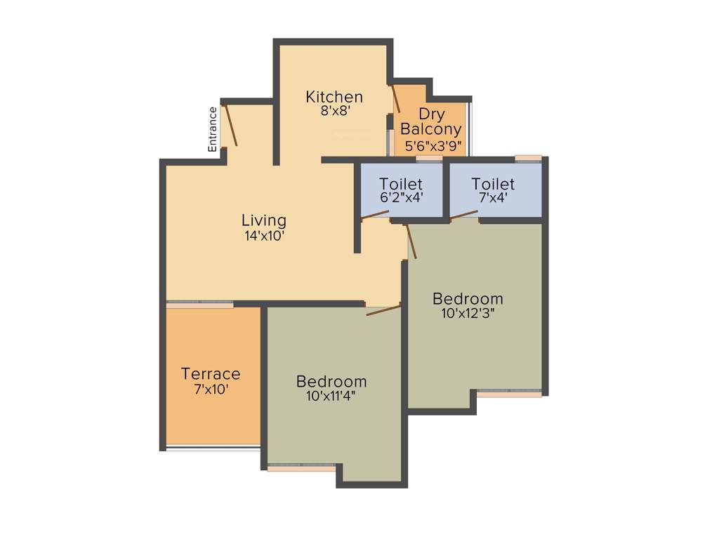Pragati Royal Serene (2BHK+2T (975 sq ft) 975 sq ft)