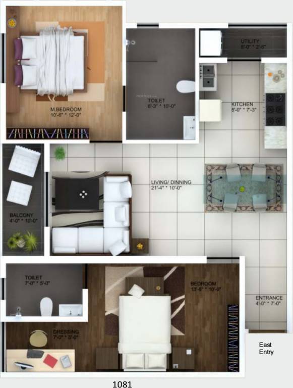 Vivansaa Aurigaa (2BHK+2T (1,081 sq ft) 1081 sq ft)