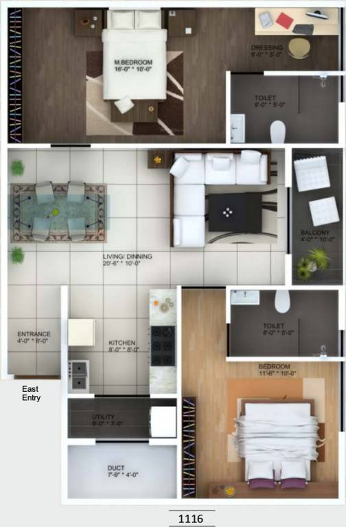 Vivansaa Aurigaa (2BHK+2T (1,116 sq ft) 1116 sq ft)