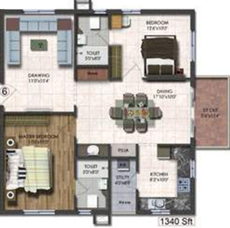 S and S Green Green Fields (2BHK+2T (1,340 sq ft) + Pooja Room 1340 sq ft)