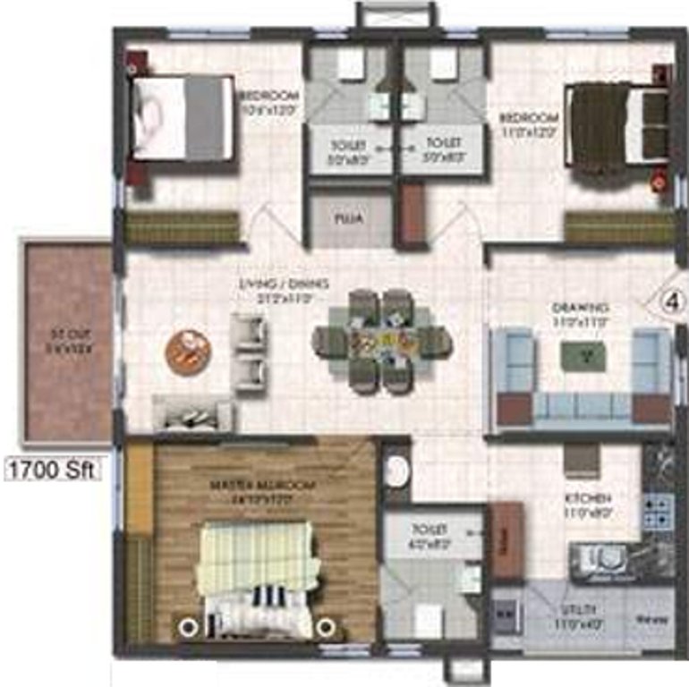 S and S Green Green Fields (3BHK+3T (1,700 sq ft) + Pooja Room 1700 sq ft)