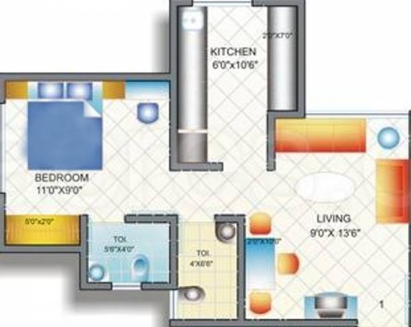 Abrol Krishna Green Land Park (1BHK+1T (550 sq ft) 550 sq ft)