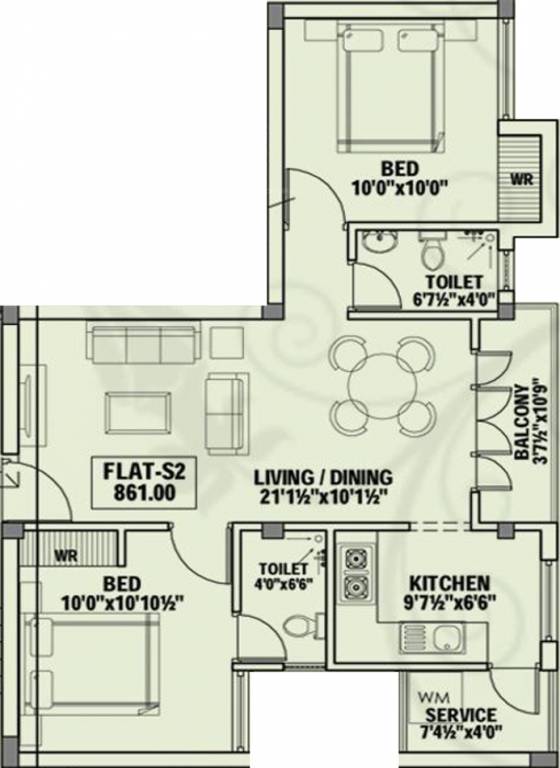Ample Properties Sai Aghalyaa (2BHK+2T (861 sq ft) 861 sq ft)