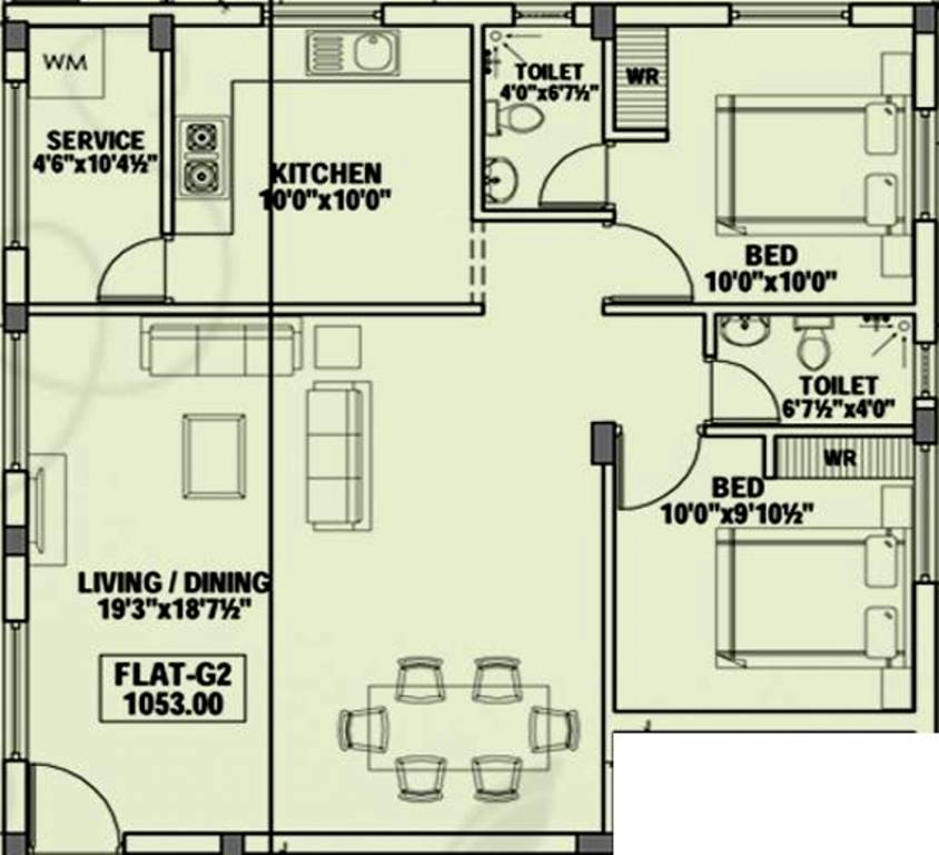 Ample Properties Sai Aghalyaa (2BHK+2T (1,053 sq ft) 1053 sq ft)