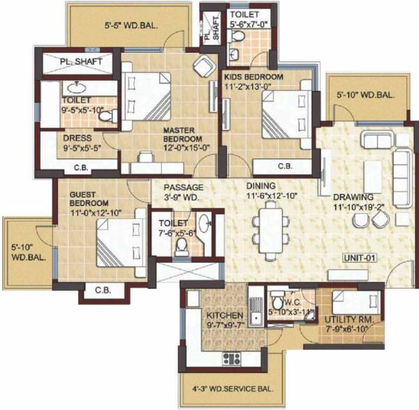 SPR Imperial Signature (3BHK+3T (2,194 sq ft) + Servant Room 2194 sq ft)