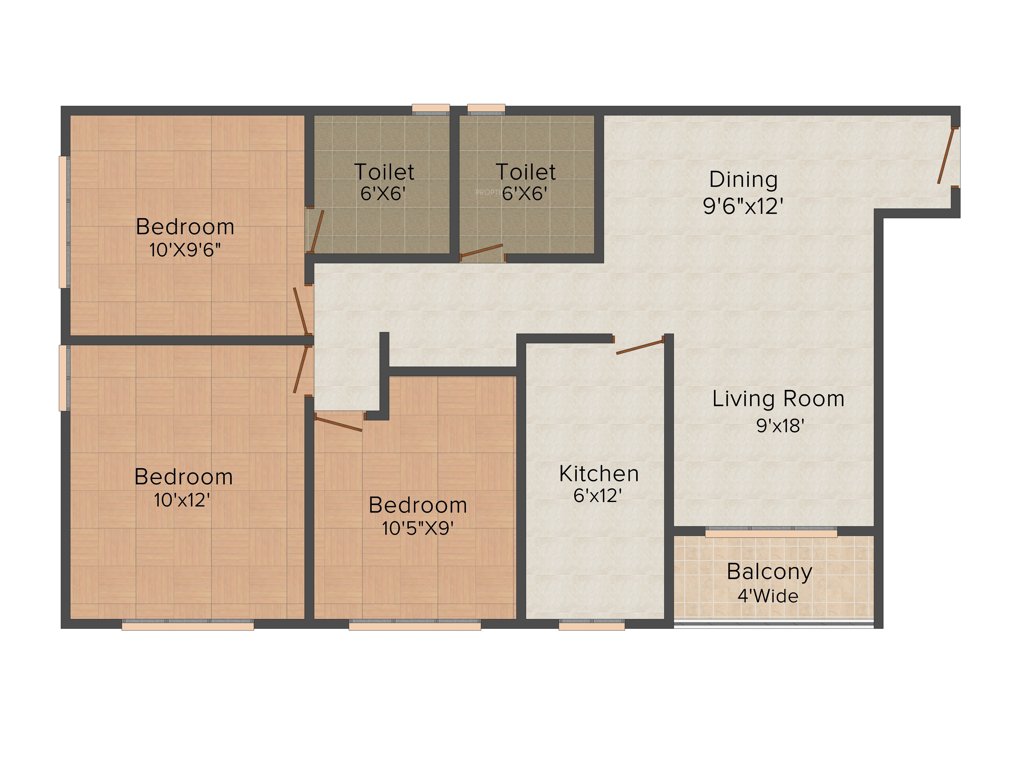 Magnolia Olympus (3BHK+2T (1,127 sq ft) 1127 sq ft)