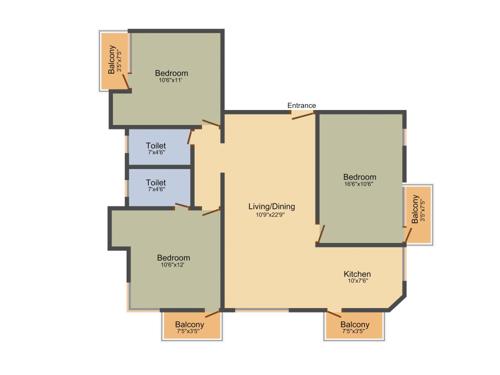 Ubiqon Serenity (3BHK+3T (1,348 sq ft) 1348 sq ft) Ubiqon Serenity (3BHK+3T (1,348 sq ft) 1348 sq ft)