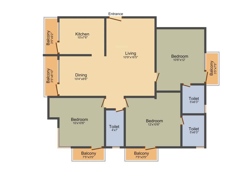 Ubiqon Serenity (3BHK+3T (1,385 sq ft) 1385 sq ft)