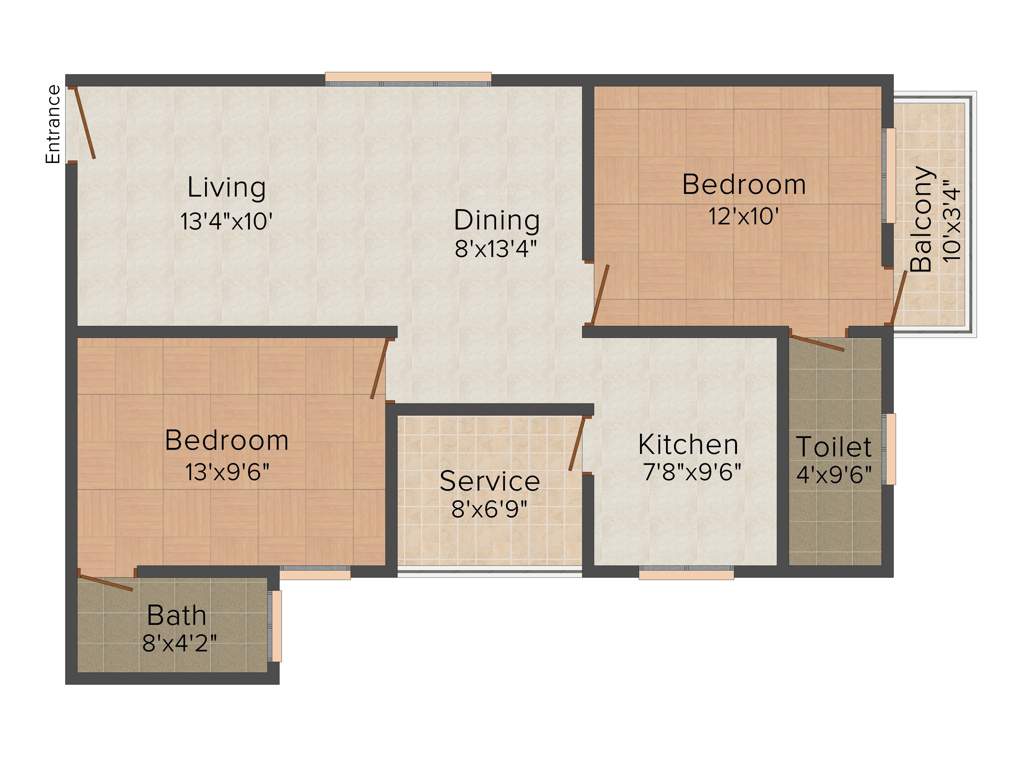 Eco Bay Violet (2BHK+2T (1,040 sq ft) 1040 sq ft)