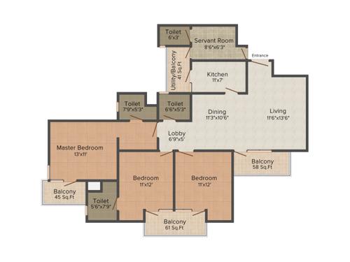 DN Vipul Garden (3BHK+3T (1,718 sq ft) + Study Room 1718 sq ft) DN Vipul Garden (3BHK+3T (1,718 sq ft) + Study Room 1718 sq ft)