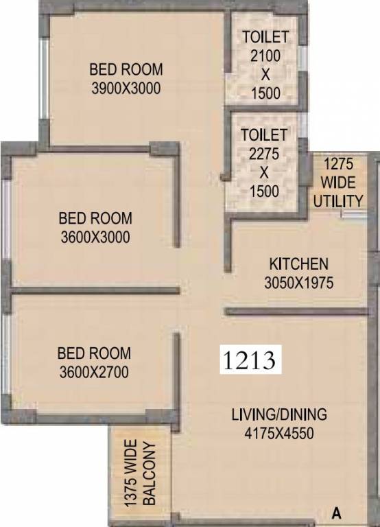 Mounthill The Rain Forest (3BHK+2T (1,213 sq ft) 1213 sq ft)