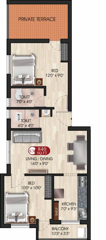 Bhaveshwar Joy (2BHK+2T (840 sq ft) 840 sq ft) Bhaveshwar Joy (2BHK+2T (840 sq ft) 840 sq ft)