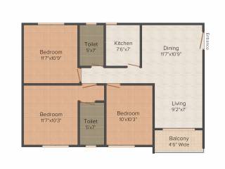 Mounthill The Pyramid (3BHK+2T (1,234 sq ft) 1234 sq ft)