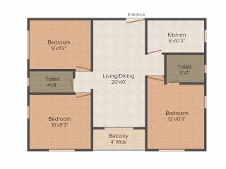 Mounthill The Pyramid (3BHK+2T (1,207 sq ft) 1207 sq ft)