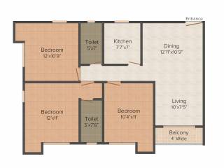 Mounthill The Pyramid (3BHK+2T (1,324 sq ft) 1324 sq ft)