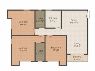 Mounthill The Pyramid (3BHK+2T (1,269 sq ft) 1269 sq ft)