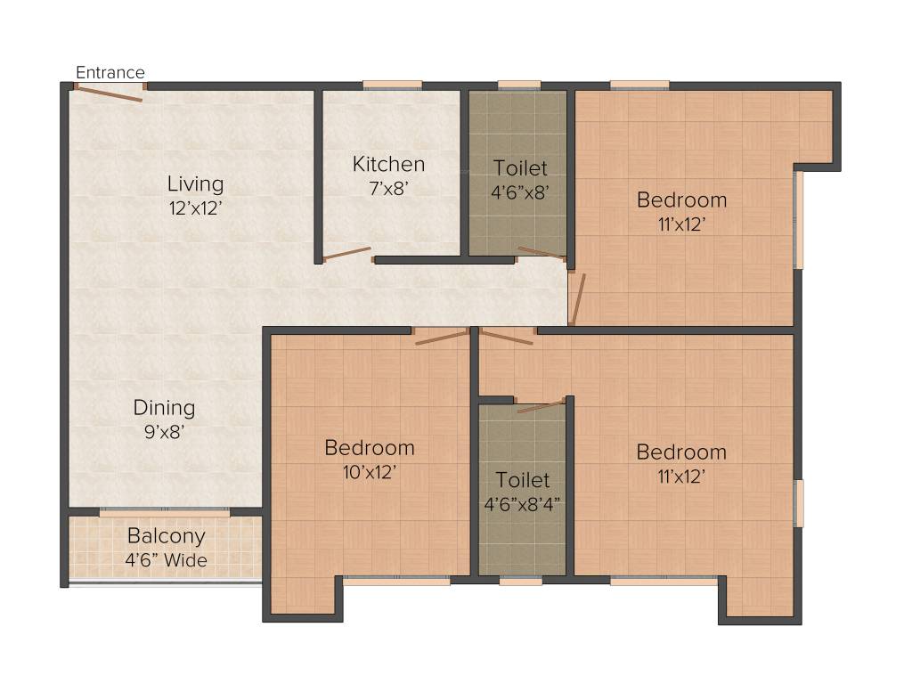 Mounthill The Pyramid (3BHK+2T (1,357 sq ft) 1357 sq ft)