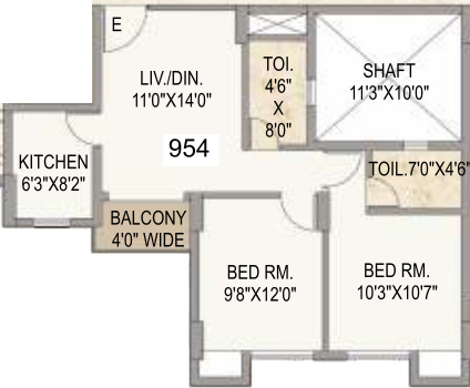 Mounthill The Pyramid (2BHK+2T (954 sq ft) 954 sq ft) Mounthill The Pyramid (2BHK+2T (954 sq ft) 954 sq ft)