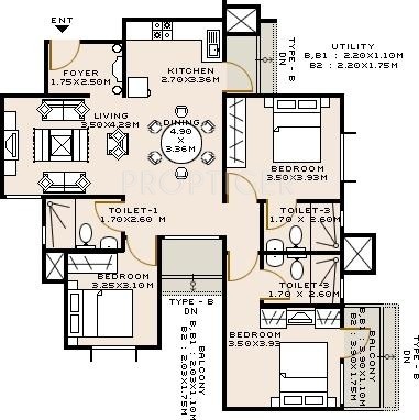 Sobha Iris (3BHK+3T (1,699 sq ft) 1699 sq ft)