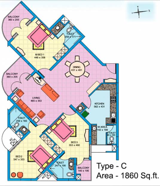 Skyline Homestead (3BHK+3T (1,860 sq ft) 1860 sq ft)