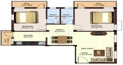 Rakshith Mugalivakkam (2BHK+2T (866 sq ft) 866 sq ft)