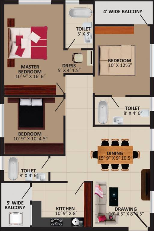 Parkville Lakshmi Nilayam (3BHK+3T (1,470 sq ft) 1470 sq ft)