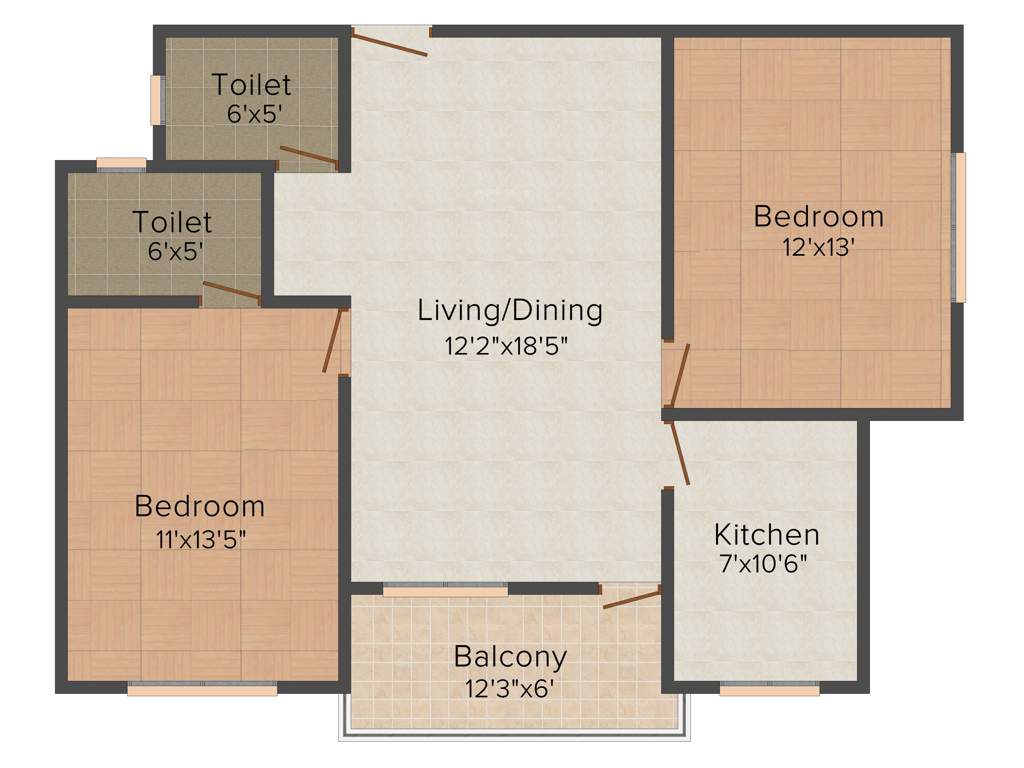 Panda Kusum Vatika (2BHK+2T (1,100 sq ft) 1100 sq ft)