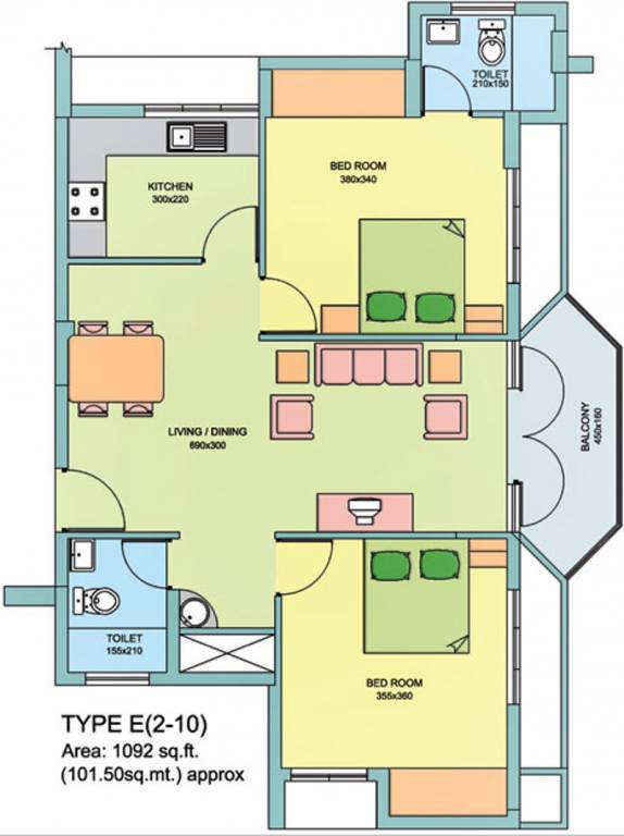 Skyline Cliff Waters (2BHK+2T (1,092 sq ft) 1092 sq ft) Skyline Cliff Waters (2BHK+2T (1,092 sq ft) 1092 sq ft)