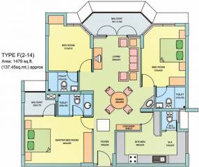 Skyline Cliff Waters (3BHK+3T (1,479 sq ft) 1479 sq ft)