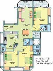Skyline Cliff Waters (3BHK+3T (1,726 sq ft) 1726 sq ft)