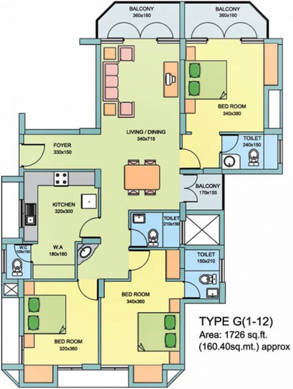 Skyline Cliff Waters (3BHK+3T (1,726 sq ft) 1726 sq ft)