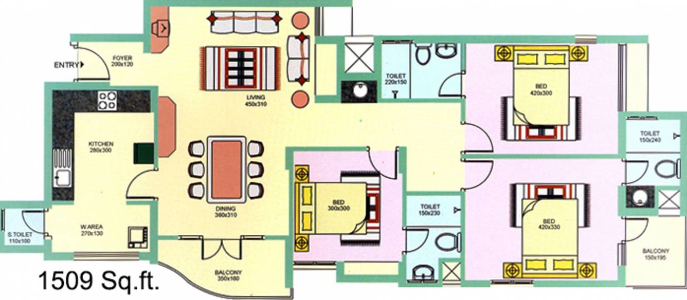 Skyline Elegenza (3BHK+3T (1,509 sq ft) 1509 sq ft) Skyline Elegenza (3BHK+3T (1,509 sq ft) 1509 sq ft)