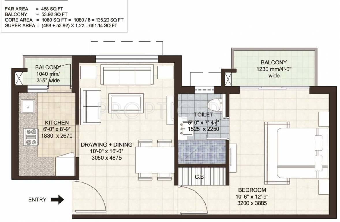 Capital Greens Phase 1 (1BHK+1T (661 sq ft) 661 sq ft)