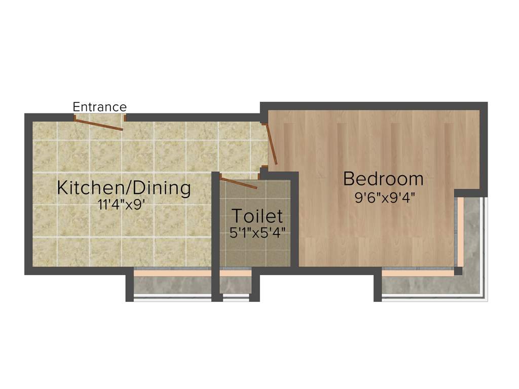 Corner Emerald Court (1BHK+1T (495 sq ft) 495 sq ft)