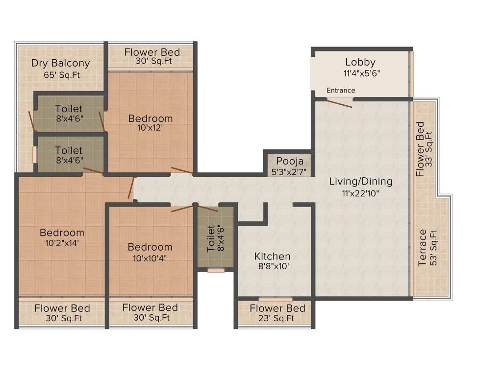 Vishrut Barcelona (3BHK+3T (1,785 sq ft) + Pooja Room 1785 sq ft)