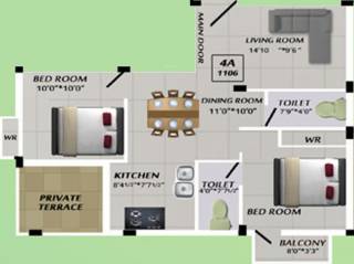 Ample Properties Ample Avonlea (2BHK+2T (1,106 sq ft) 1106 sq ft)