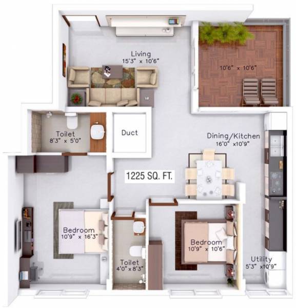Mahabaleshwara Classique Ebony (2BHK+2T (1,225 sq ft) 1225 sq ft)