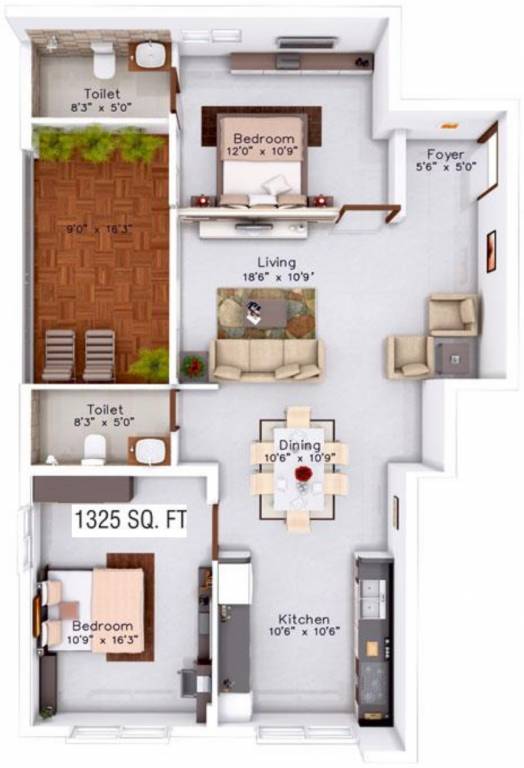 Mahabaleshwara Classique Ebony (2BHK+2T (1,325 sq ft) 1325 sq ft)