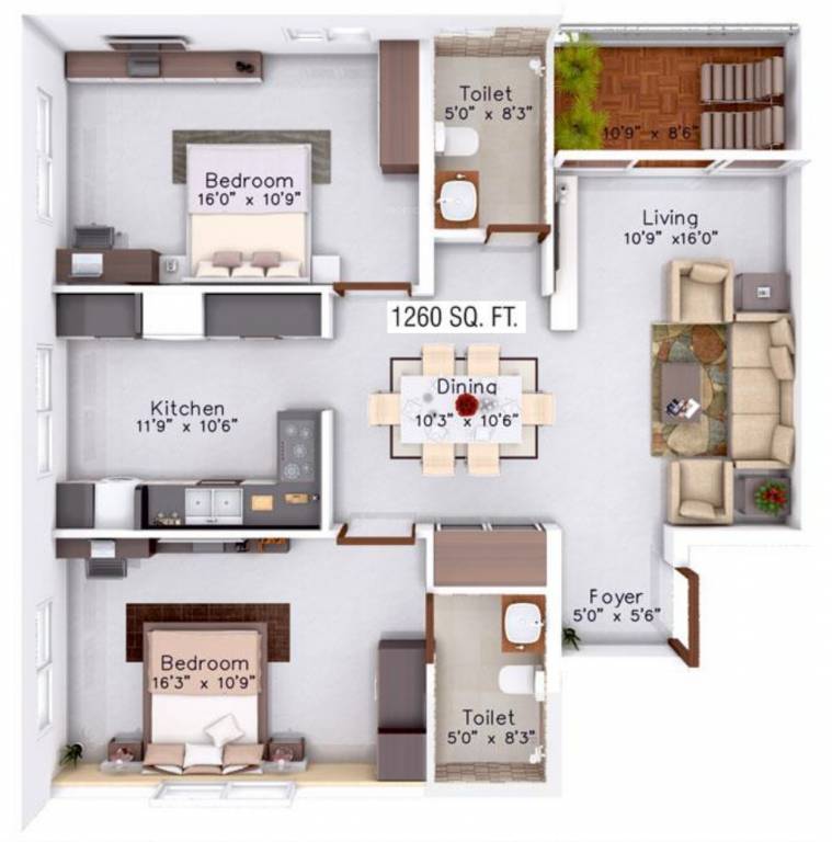 Mahabaleshwara Classique Ebony (2BHK+2T (1,260 sq ft) 1260 sq ft)