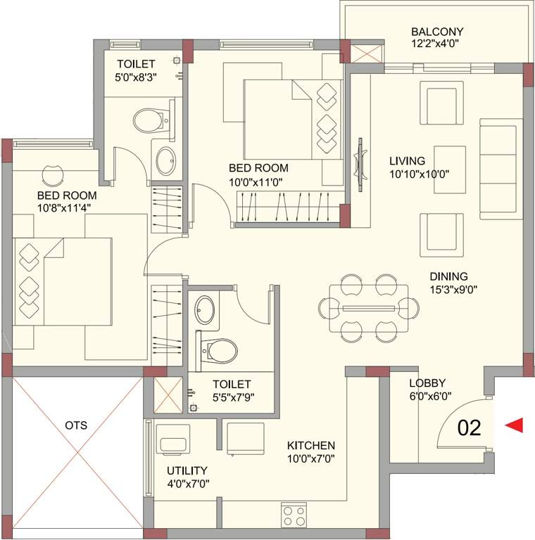 Vistara Sunningdale (2BHK+2T (1,142 sq ft) 1142 sq ft)