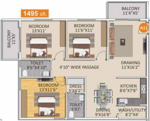 Spad Nakshatra Nestilo (3BHK+2T (1,495 sq ft) 1495 sq ft)