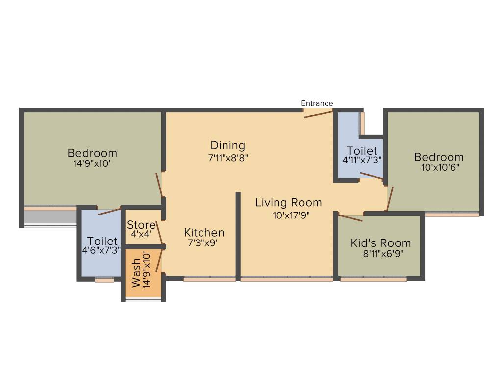Sun Aspire (2BHK+2T (1,255 sq ft)   Study Room 1255 sq ft)