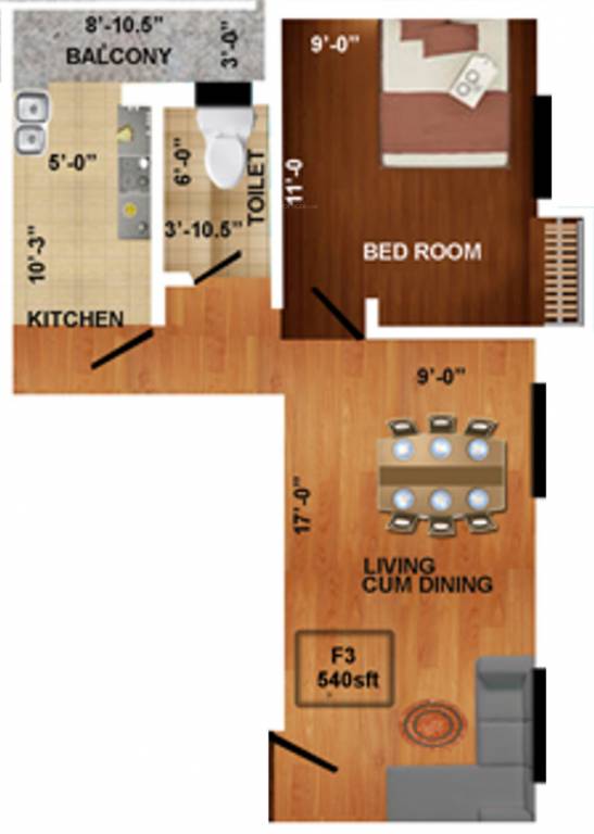 Ample Aabharanaa (1BHK+1T (540 sq ft) 540 sq ft)