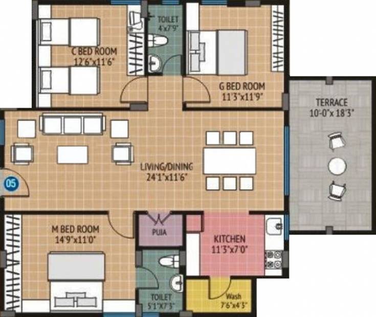 Home Line Infra Verdure (3BHK+2T (1,650 sq ft) + Pooja Room 1650 sq ft)