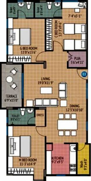 Home Line Infra Verdure (3BHK+3T (1,710 sq ft) + Pooja Room 1710 sq ft)