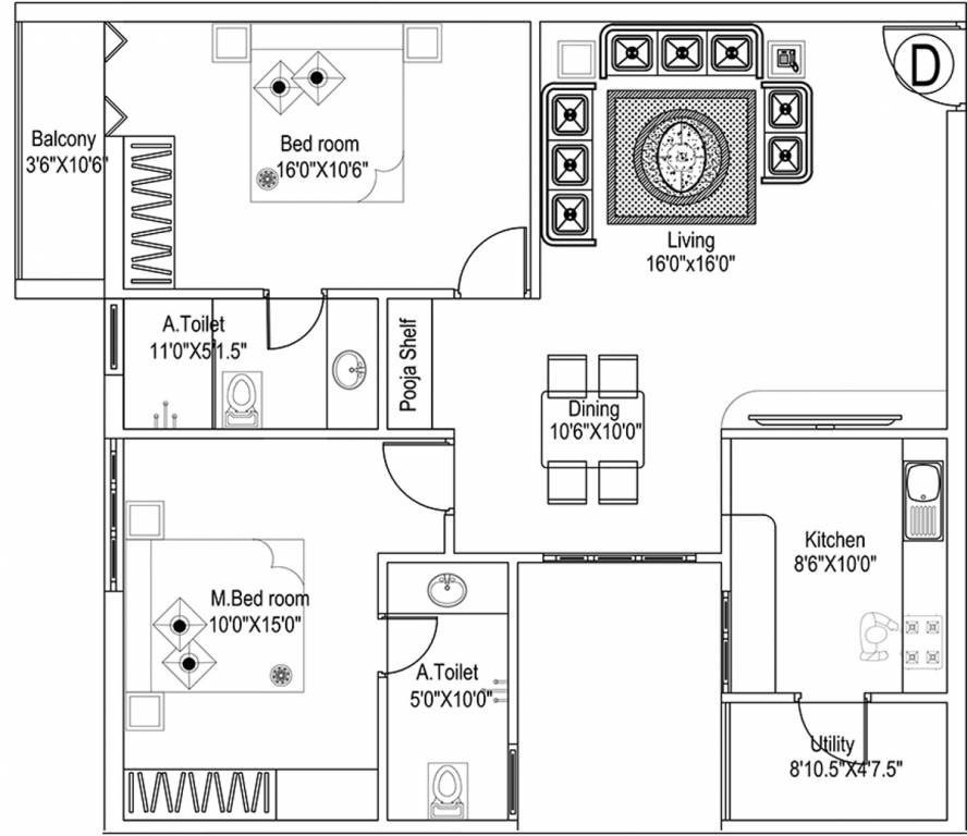 VSK Aishwaryam (2BHK+2T (1,276 sq ft) + Pooja Room 1276 sq ft)