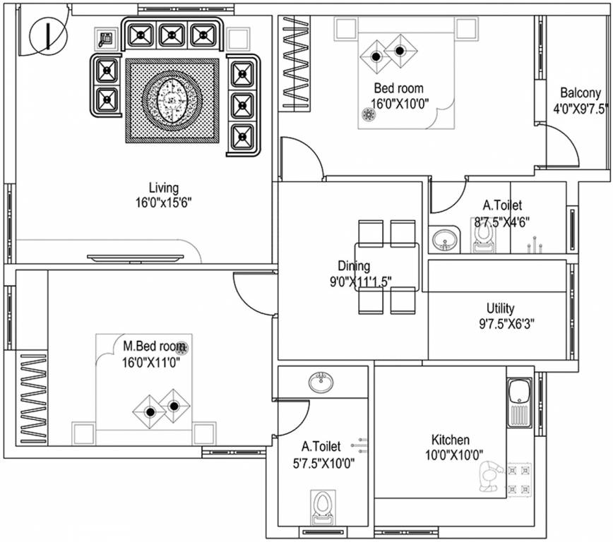 VSK Aishwaryam (2BHK+2T (1,353 sq ft) 1353 sq ft)