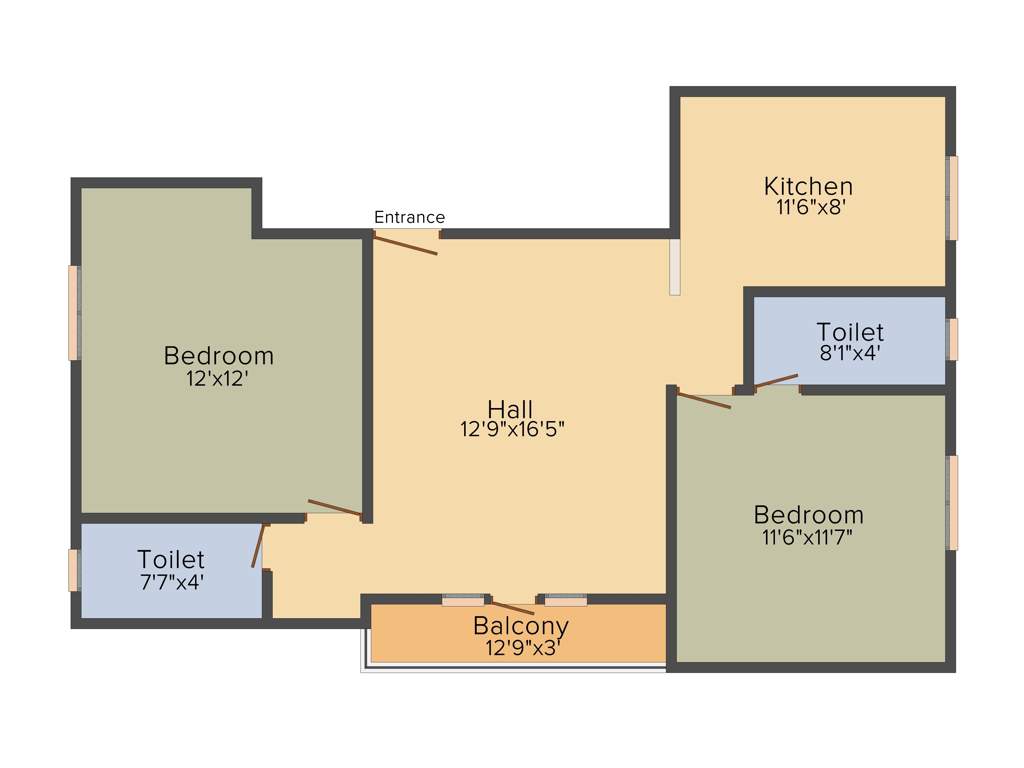 JKB Royal Orchid (2BHK+2T (1,012 sq ft) + Pooja Room 1012 sq ft)