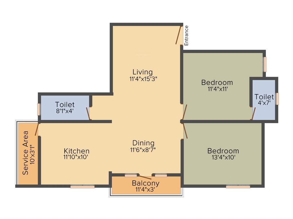 JKB Royal Orchid (2BHK+2T (1,103 sq ft) + Pooja Room 1103 sq ft)