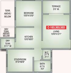 Sai Girinandan (1BHK+1T (702 sq ft) + Study Room 702 sq ft) Sai Girinandan (1BHK+1T (702 sq ft) + Study Room 702 sq ft)